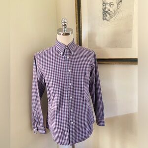 Brooks Brothers Gingham Check Button Down Oxford Sport Shirt Size L